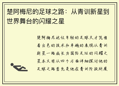 楚阿梅尼的足球之路：从青训新星到世界舞台的闪耀之星